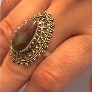Ruby Zoisite Ring, Size 10, 925 Sterling Silver